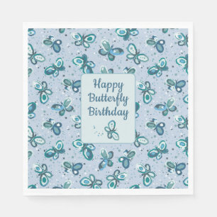 Doodle Bugs Vlinders - blauw - kinderverjaardag. Servet