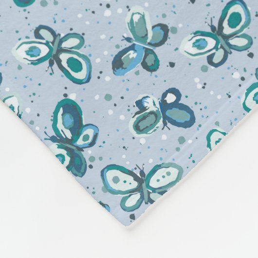 Doodle Bugs Vlinders - blauw - naadloos patroon. Fleece Deken (Hoek)