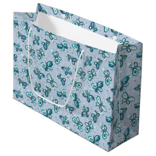 Doodle Bugs Vlinders - blauw - naadloos patroon. Groot Cadeauzakje