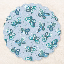 Doodle Bugs Vlinders - blauw - naadloos patroon.