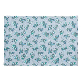 Doodle Bugs Vlinders - blauw - naadloos patroon. Kussensloop