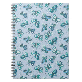 Doodle Bugs Vlinders - blauw - naadloos patroon. Notitieboek