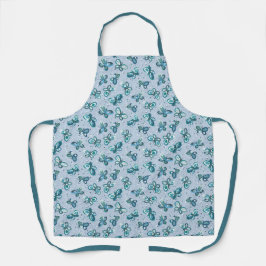 Doodle Bugs Vlinders - blauw - naadloos patroon. Schort