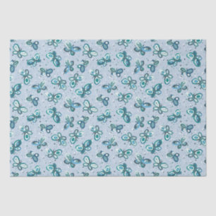Doodle Bugs Vlinders - blauw - naadloos patroon. Tissuepapier