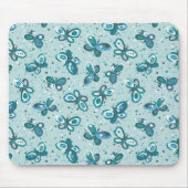 Doodle Bugs Vlinders - turquoise - kinder motief Muismat (Voorkant)