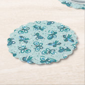 Doodle Bugs Vlinders - turquoise - patroon. Kartonnen Onderzetters (Gekanteld)