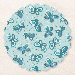 Doodle Bugs Vlinders - turquoise - patroon. Kartonnen Onderzetters