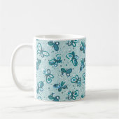 Doodle Bugs Vlinders - turquoise - patroon. Koffiemok (Links)