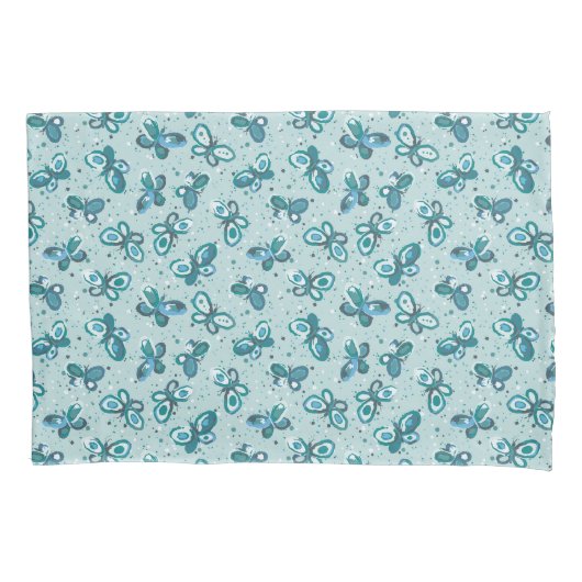 Doodle Bugs Vlinders - turquoise - patroon. Kussensloop (Voorkant)