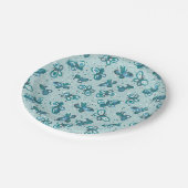 Doodle Bugs Vlinders - turquoise - patroon. Papieren Bordje (Gekanteld)