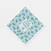 Doodle Bugs Vlinders - turquoise - verjaardag. Servet (Hoek)