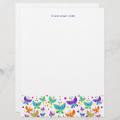 Doodle Butterflies Bright Colour Boho Briefhoofd (Voorkant / Achterkant)