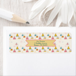 Doodle Cakes – Gepersonaliseerd verjaardagsadres Etiket