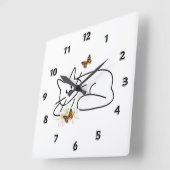 Doodle Cat Vierkante Klok (Hoek)