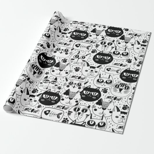 Doodle Cats Cadeaupapier (Uitgerold)