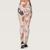 Doodle Cats naadloze illustratie Leggings (Achterkant)