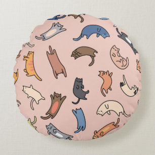 Doodle Cats naadloze illustratie Rond Kussen