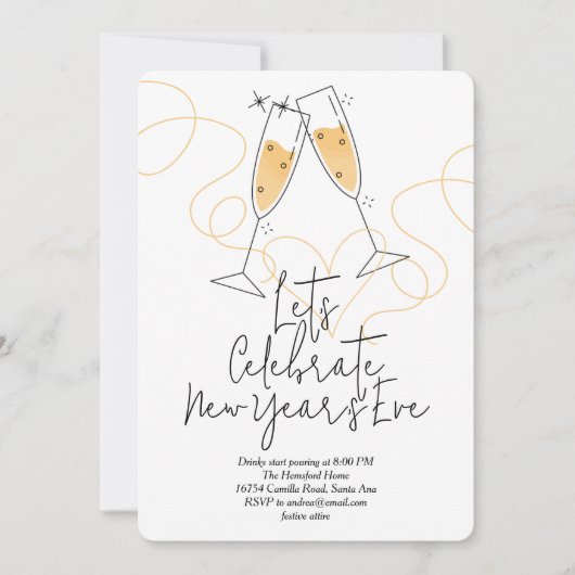 Doodle Celebration New Year's Eve Kaart (Voorkant)