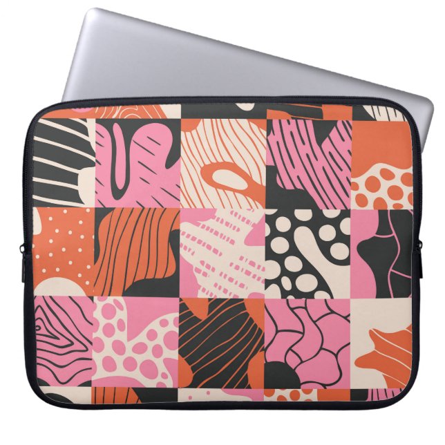 Doodle Cells: Geometrisch patroon ontwerp. Laptop Sleeve (Voorkant)