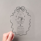 Doodle Champagne Whimsical Boog Huwelijk Acryl Uitnodigingen (Insitu (Draagbaar))