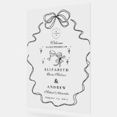 Doodle Champagne Whimsical Bow Wedding Acryl Bord (Hoek)
