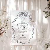 Doodle Champagne Whimsical Bow Wedding Acryl Bord