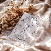 Doodle Champagne Whimsical Bow Wedding Acryl Uitnodigingen