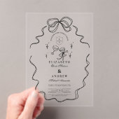 Doodle Champagne Whimsical Bow Wedding Acryl Uitnodigingen (Insitu (Draagbaar))