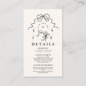 Doodle Champagne Whimsical Bow Wedding Informatiekaartje (Voorkant)