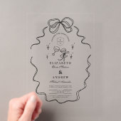 Doodle Champagne Whimsy Lint Bruiloft Acryl Uitnodigingen (Insitu (Draagbaar))