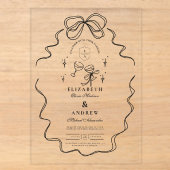 Doodle Champagne Whimsy Lint Bruiloft Acryl Uitnodigingen (Voorkant)