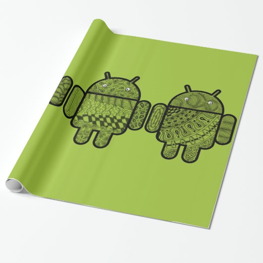 Doodle Characters voor de Android™-robot Cadeaupapier (Uitgerold)