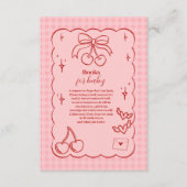 Doodle Cherry Bow Baby shower Boeken voor Baby Informatiekaartje (Voorkant)