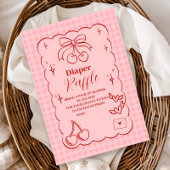 Doodle Cherry Bow Baby shower Diapper Raffle Informatiekaartje