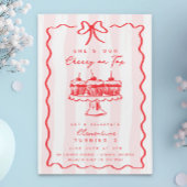 Doodle Cherry Cupcake Pink Bow Verjaardagsfeestje Kaart