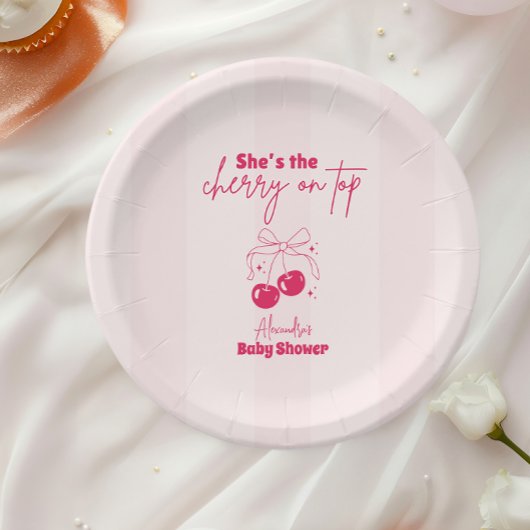Doodle Cherry op top Baby shower Papieren Bordje