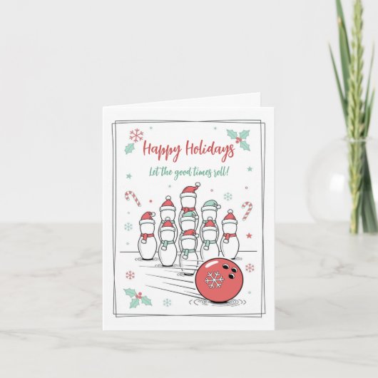 Doodle Christmas Bowling Holiday Greeting Cards Feestdagen Kaart (Voorkant)