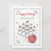 Doodle Christmas Bowling Holiday Greeting Cards Feestdagenkaart (Voorkant)