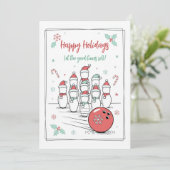 Doodle Christmas Bowling Holiday Greeting Cards Feestdagenkaart (Staand voorkant)