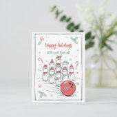 Doodle Christmas Bowling Holiday Greeting Cards Feestdagenkaart (Staand voorkant)