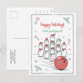 Doodle Christmas Bowling Holiday Greeting Cards Feestdagenkaart (Voorkant / Achterkant)