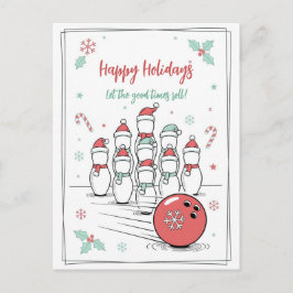 Doodle Christmas Bowling Holiday Greeting Cards Feestdagenkaart