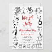Doodle Christmas Cocktail Party Uitnodiging Eigenz (Voorkant)