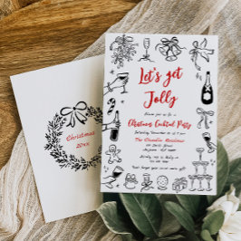 Doodle Christmas Cocktail Party Uitnodiging Eigenz