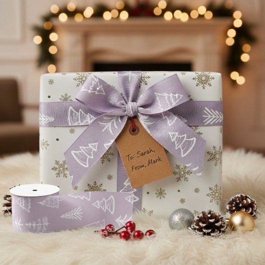 Doodle Christmas Fir-tree Spruce Gift Wrapping  Grosgrain Lint