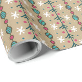 Doodle Christmas Garlands - Blauwgroen en roze op Cadeaupapier (Rol Hoek)