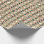 Doodle Christmas Garlands - Blauwgroen en roze op  Cadeaupapier (Hoek)