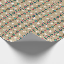Doodle Christmas Garlands - Blauwgroen en roze op Cadeaupapier