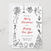 Doodle Christmas Kaart Foto Hand getekend Holiday  (Voorkant)