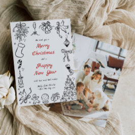Doodle Christmas Kaart Foto Hand getekend Holiday
